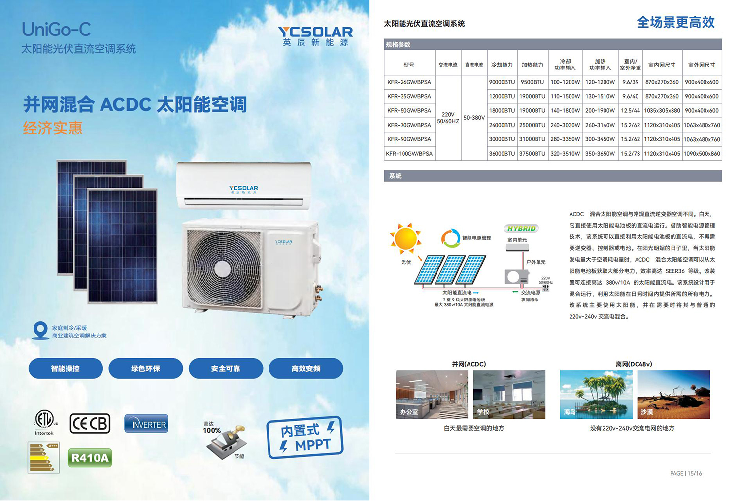 UniGo-C系列 - 太阳能光伏直流空调系统